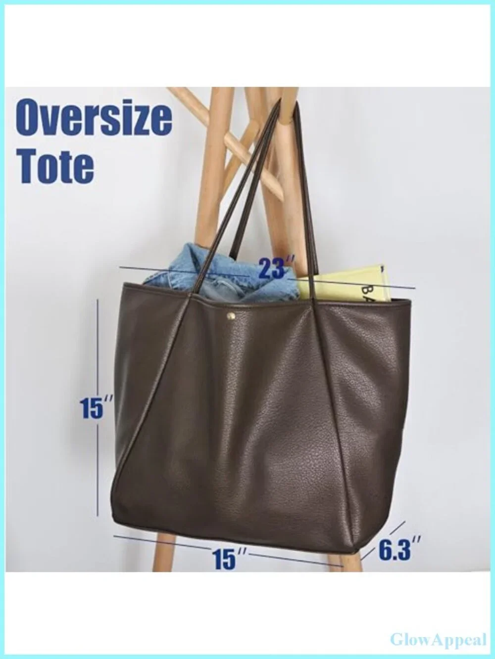Oversize Pu Leather Tote Shopper Handbag Travel Weekender